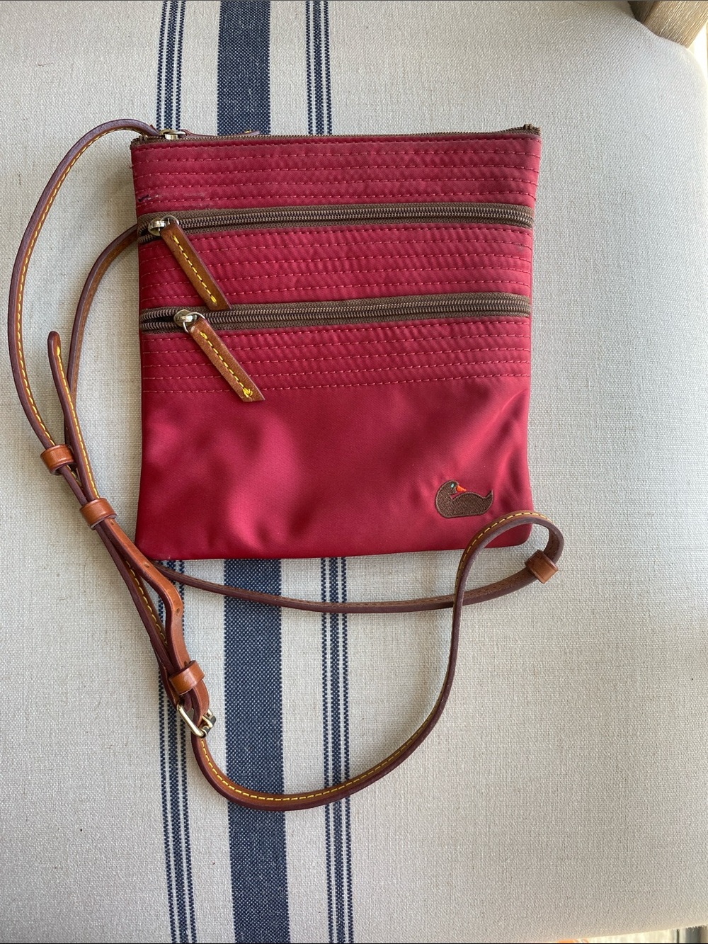 Dooney & Bourke Red Nylon Crossbody with Leather Trim